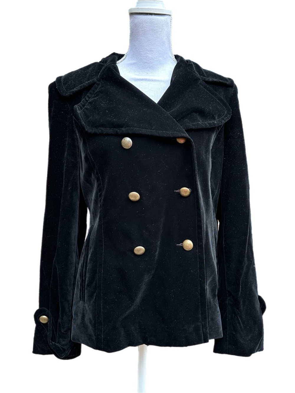Talbots Women's Double Breasted Black Velvet Blazer Jacket